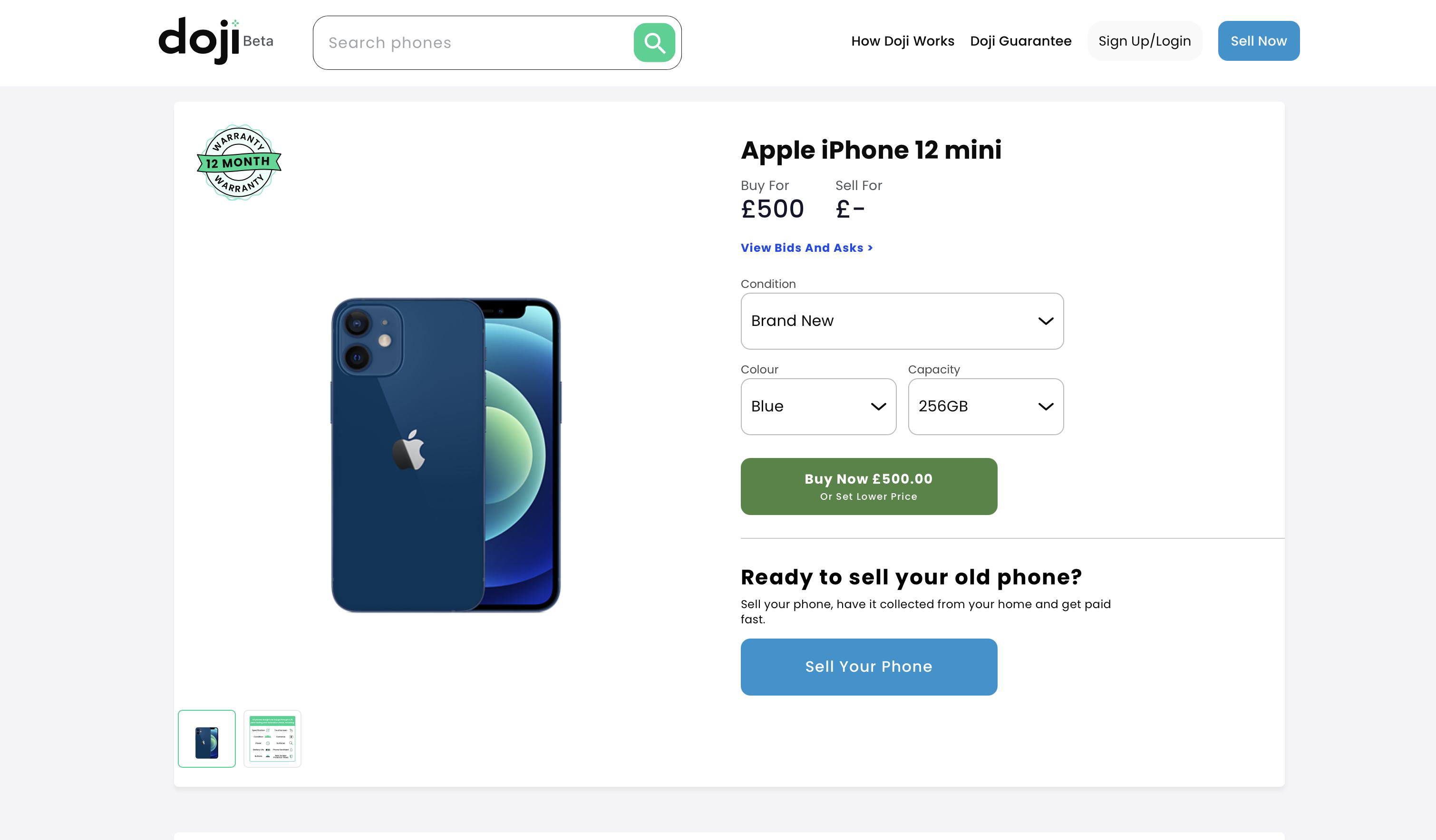 Earlier product page version