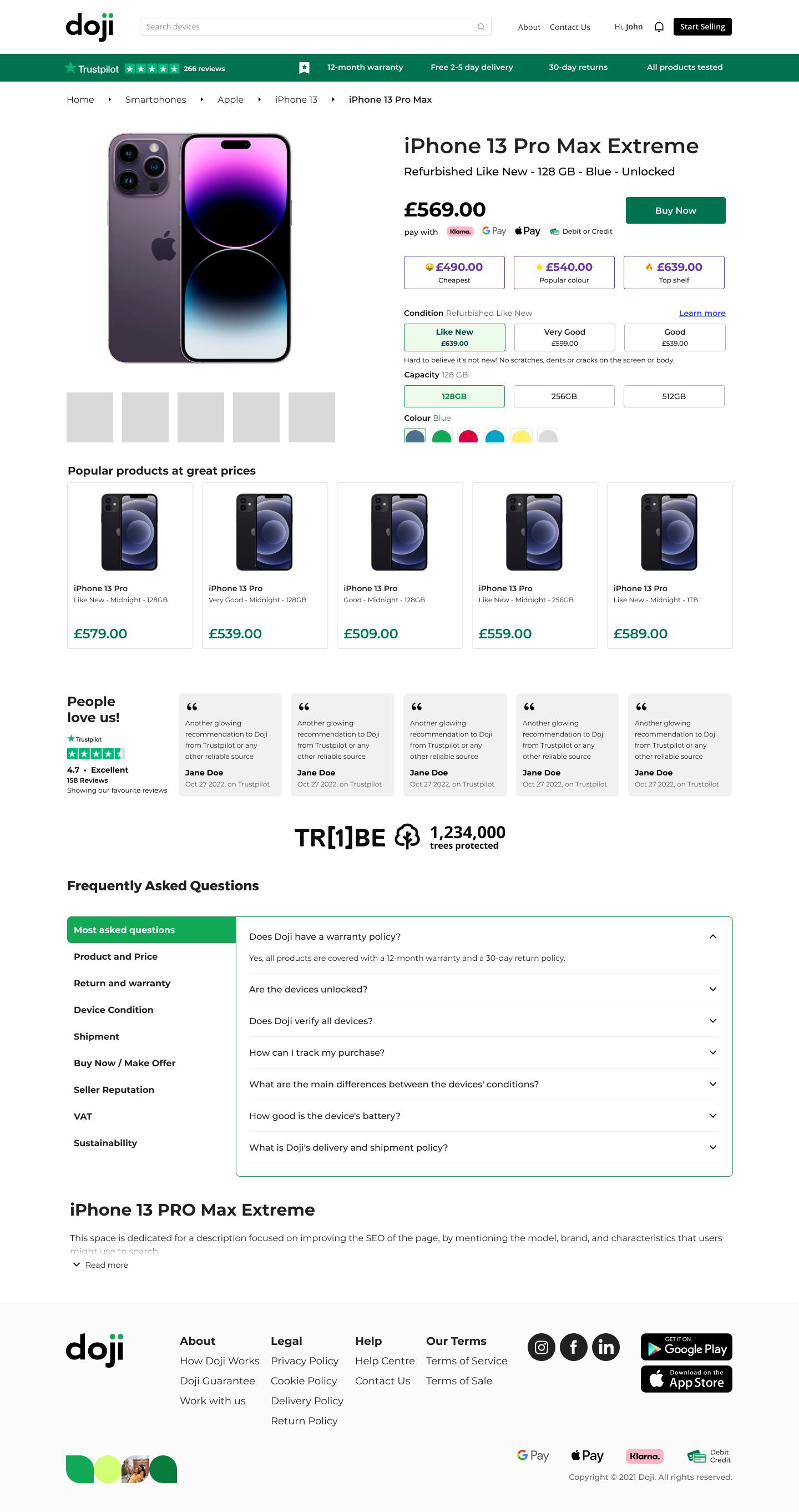 Doji product page redesign