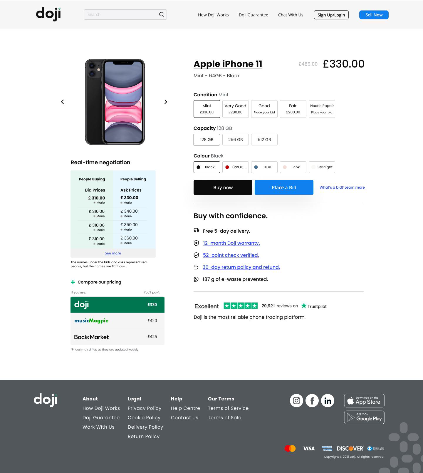 Later product page version